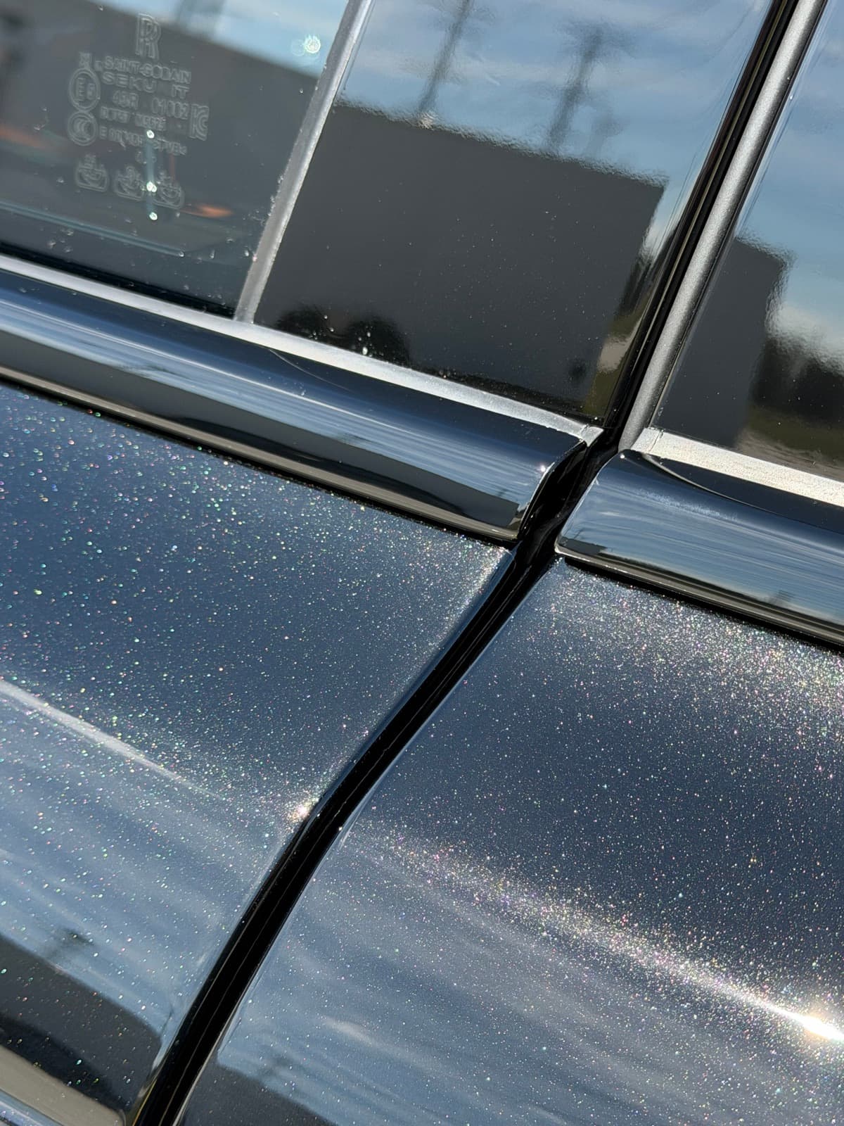 Rolls Royce Cullinan metallic flake panel intersection — clear PPF over factory paint, edges invisible